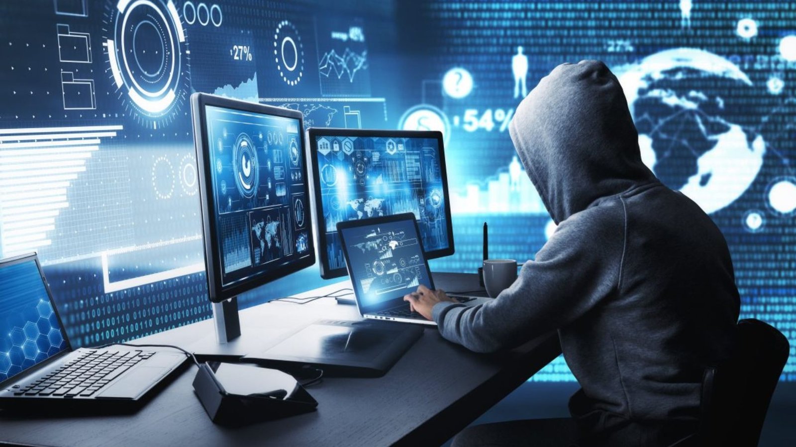 hacker on computers 